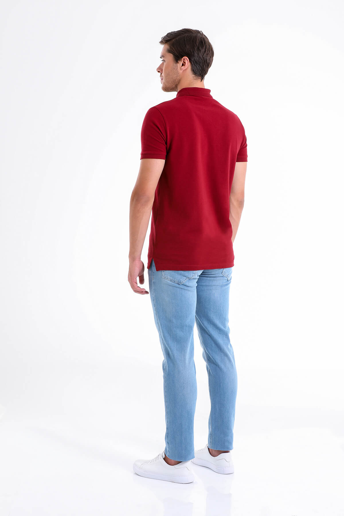 Regular Fit Basic Cotton Burgundy Polo T-Shirt