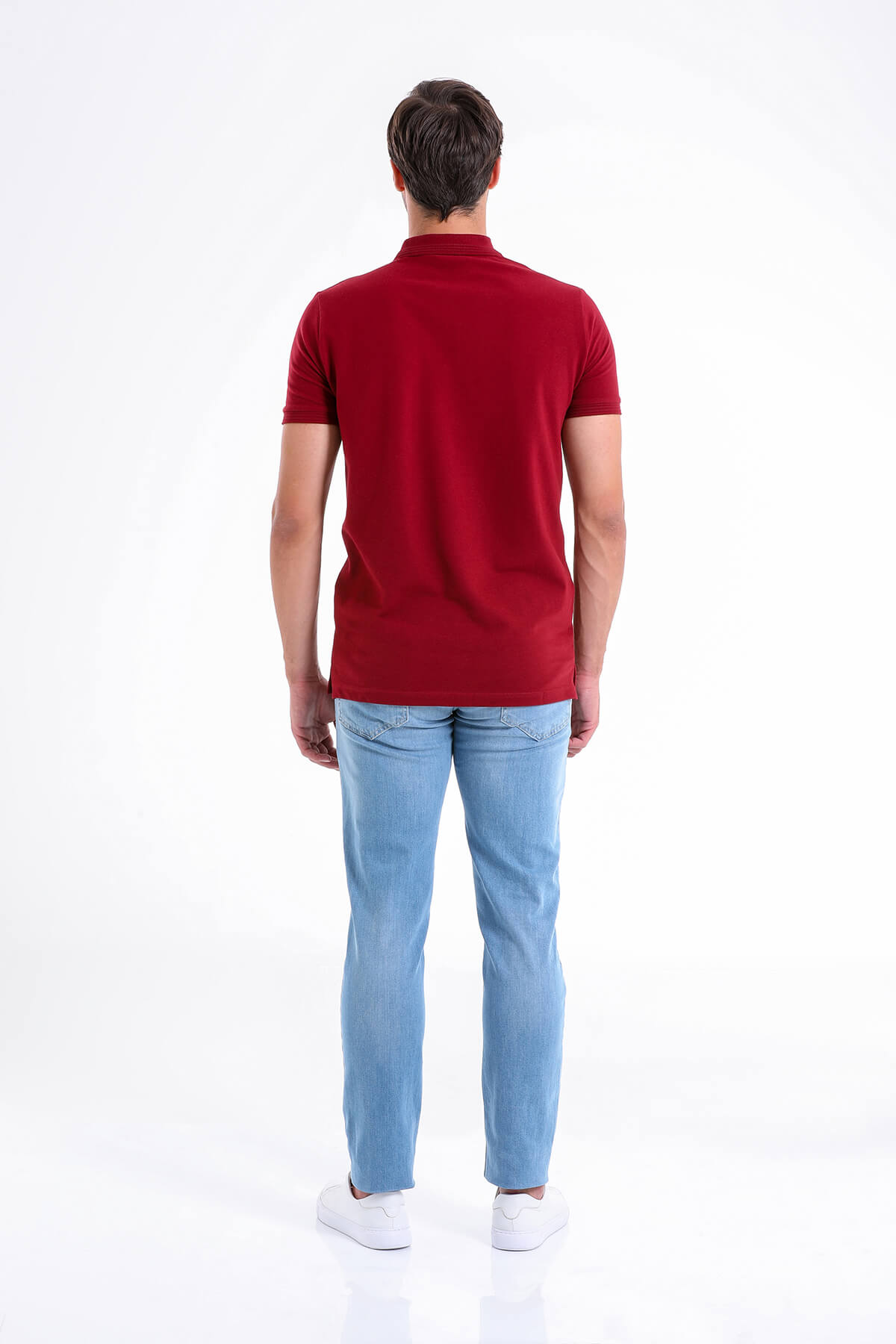 Regular Fit Basic Cotton Burgundy Polo T-Shirt
