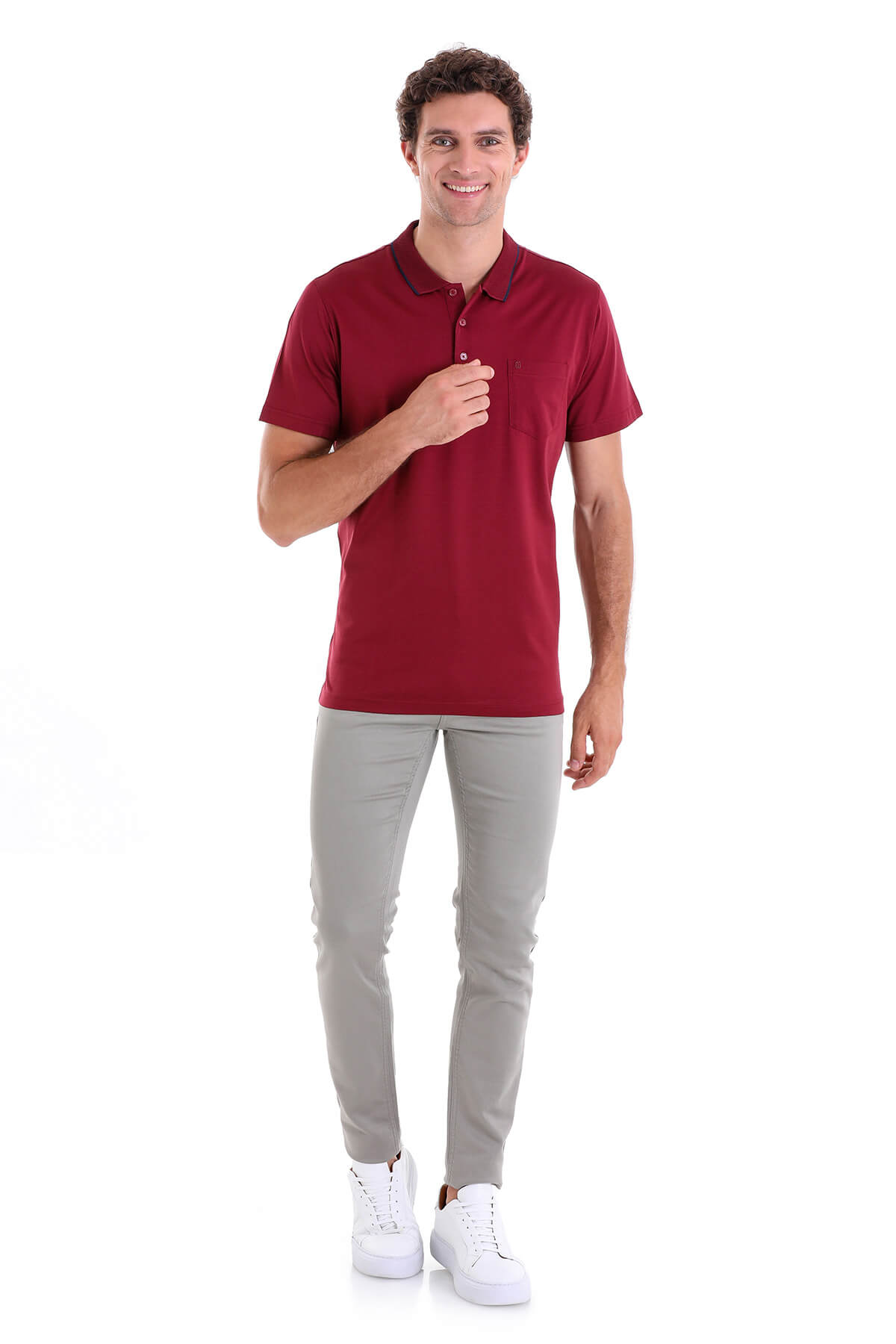 Regular Fit Burgundy Basic 100% Cotton Polo T-Shirt