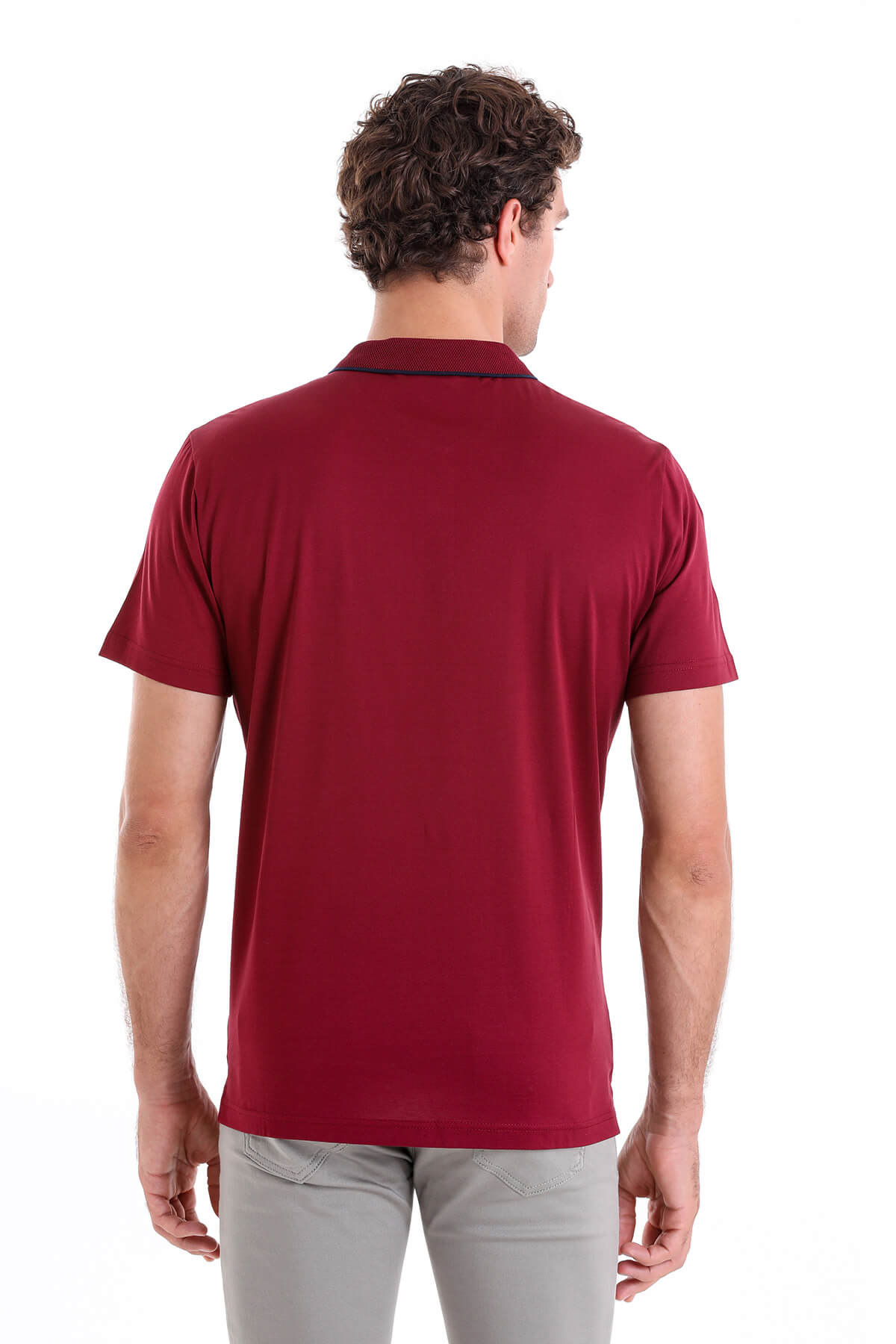 Regular Fit Burgundy Basic 100% Cotton Polo T-Shirt