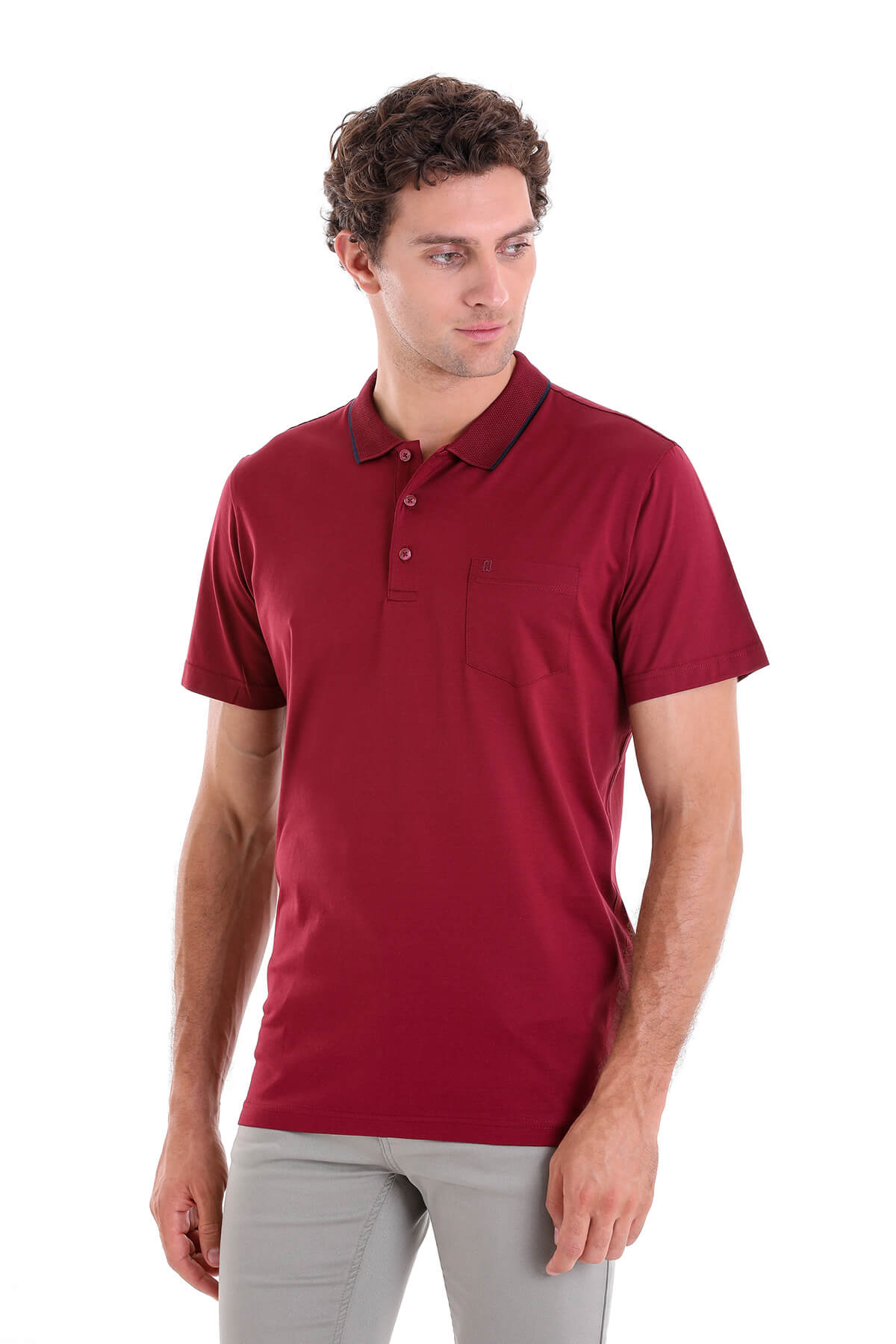 Regular Fit Burgundy Basic 100% Cotton Polo T-Shirt