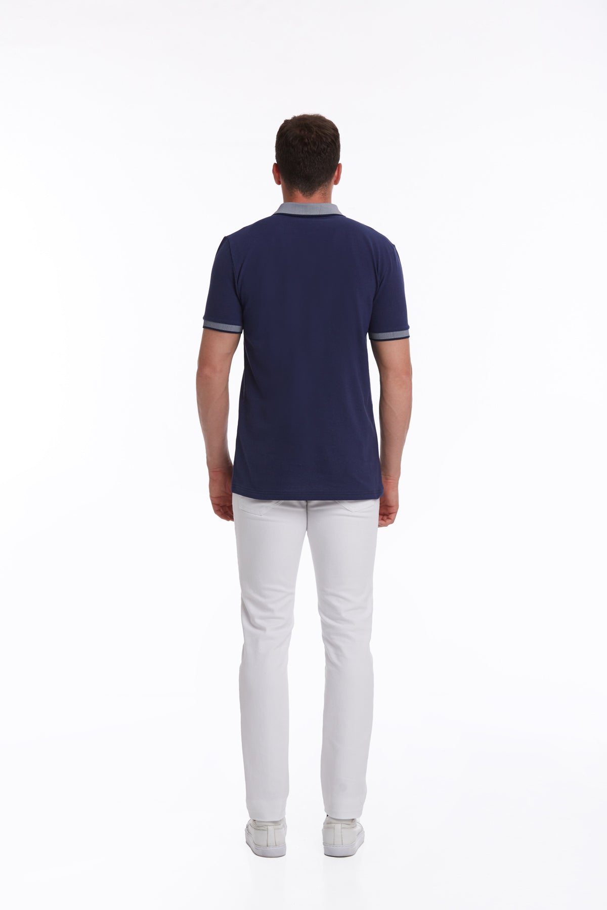 Regular Fit Navy Basic 100% Cotton Polo T-Shirt