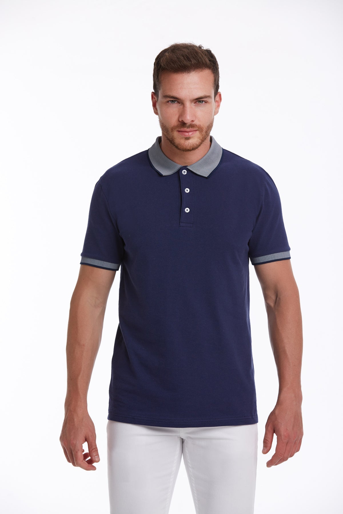 Regular Fit Navy Basic 100% Cotton Polo T-Shirt
