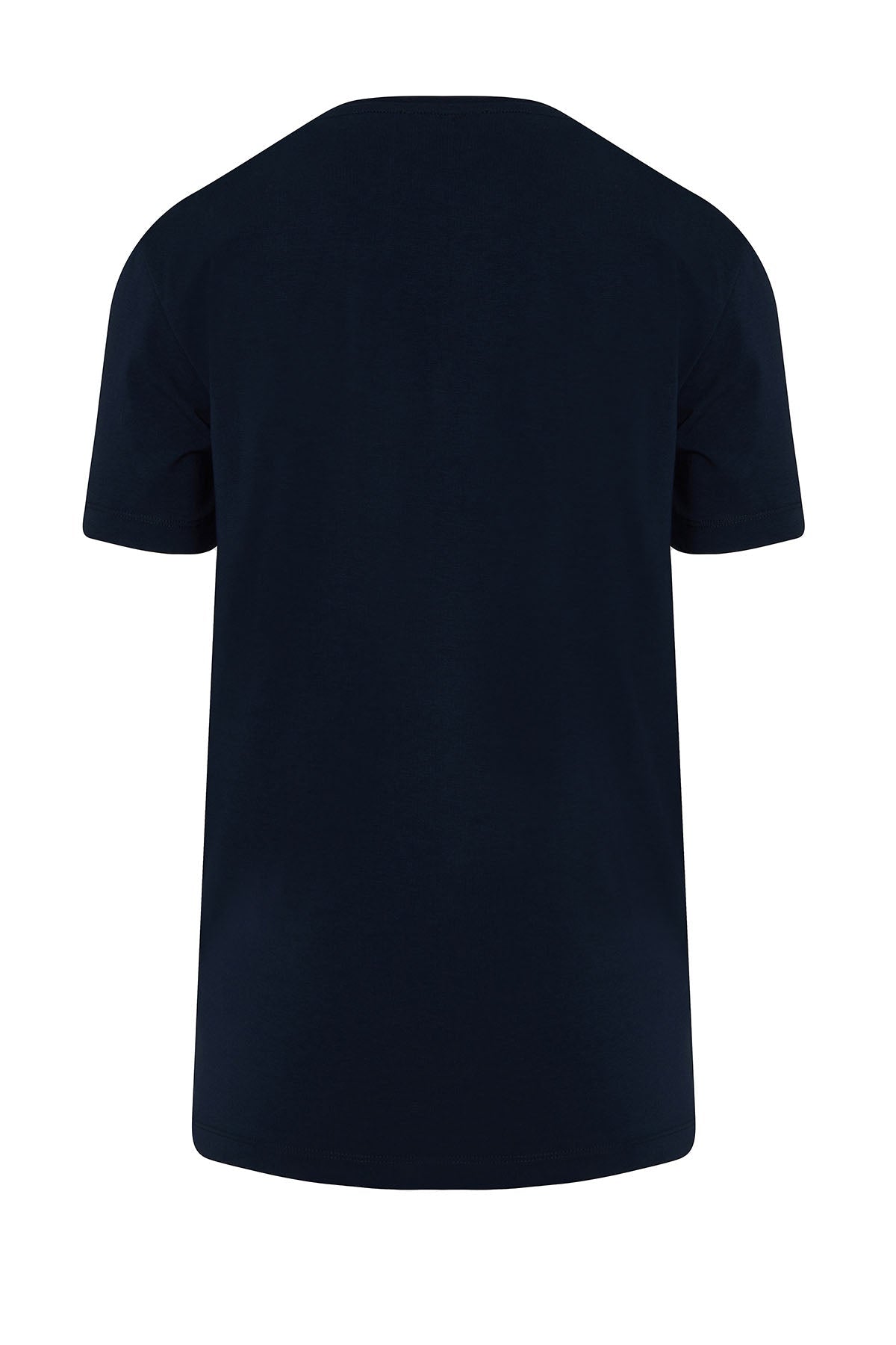 Slim Fit Navy Printed Cotton Blend Crew Neck T-Shirt