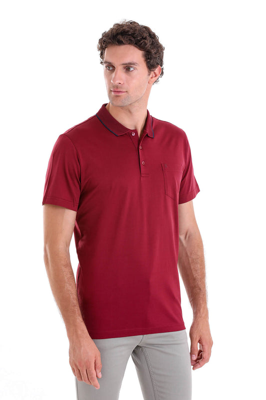 Regular Fit Burgundy Basic 100% Cotton Polo T-Shirt