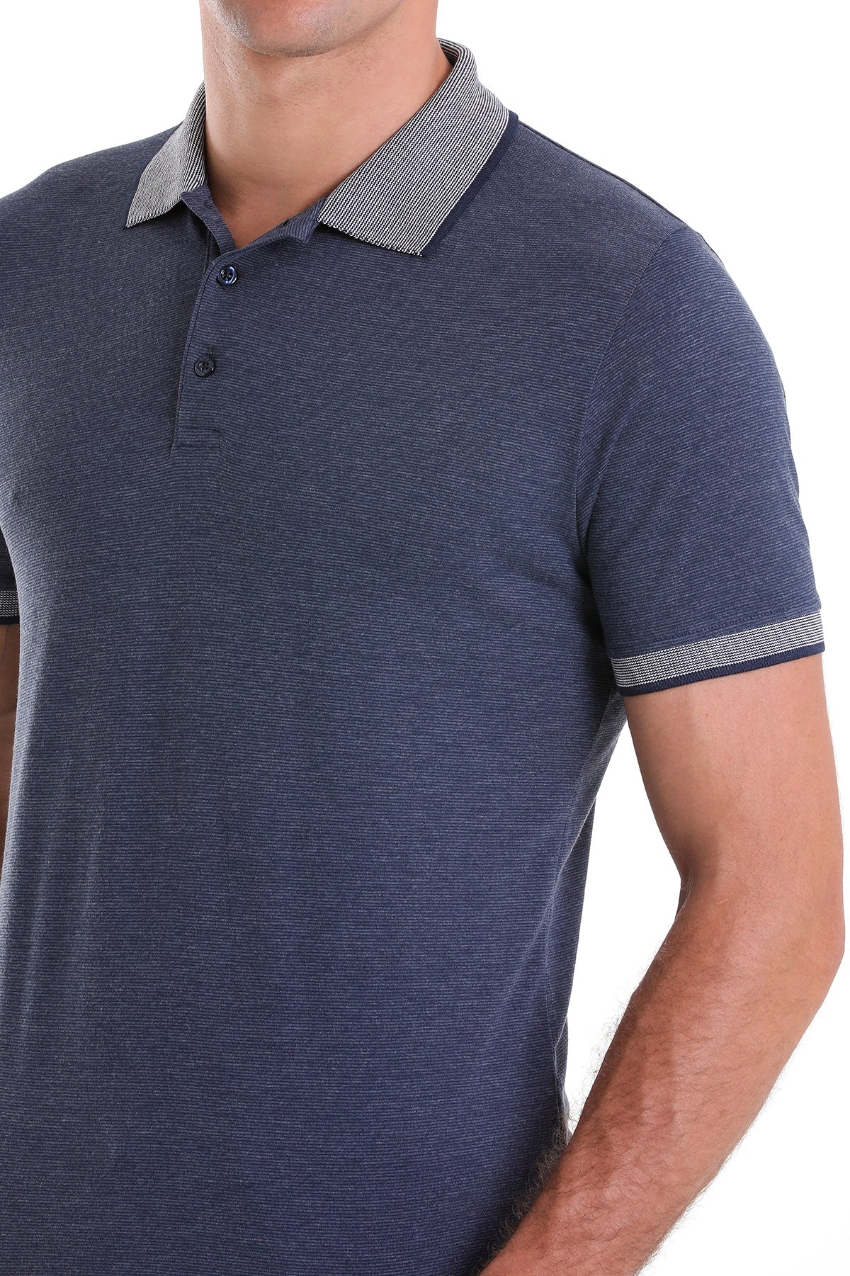 Regular Fit Cotton Blend Indigo Polo T-Shirt