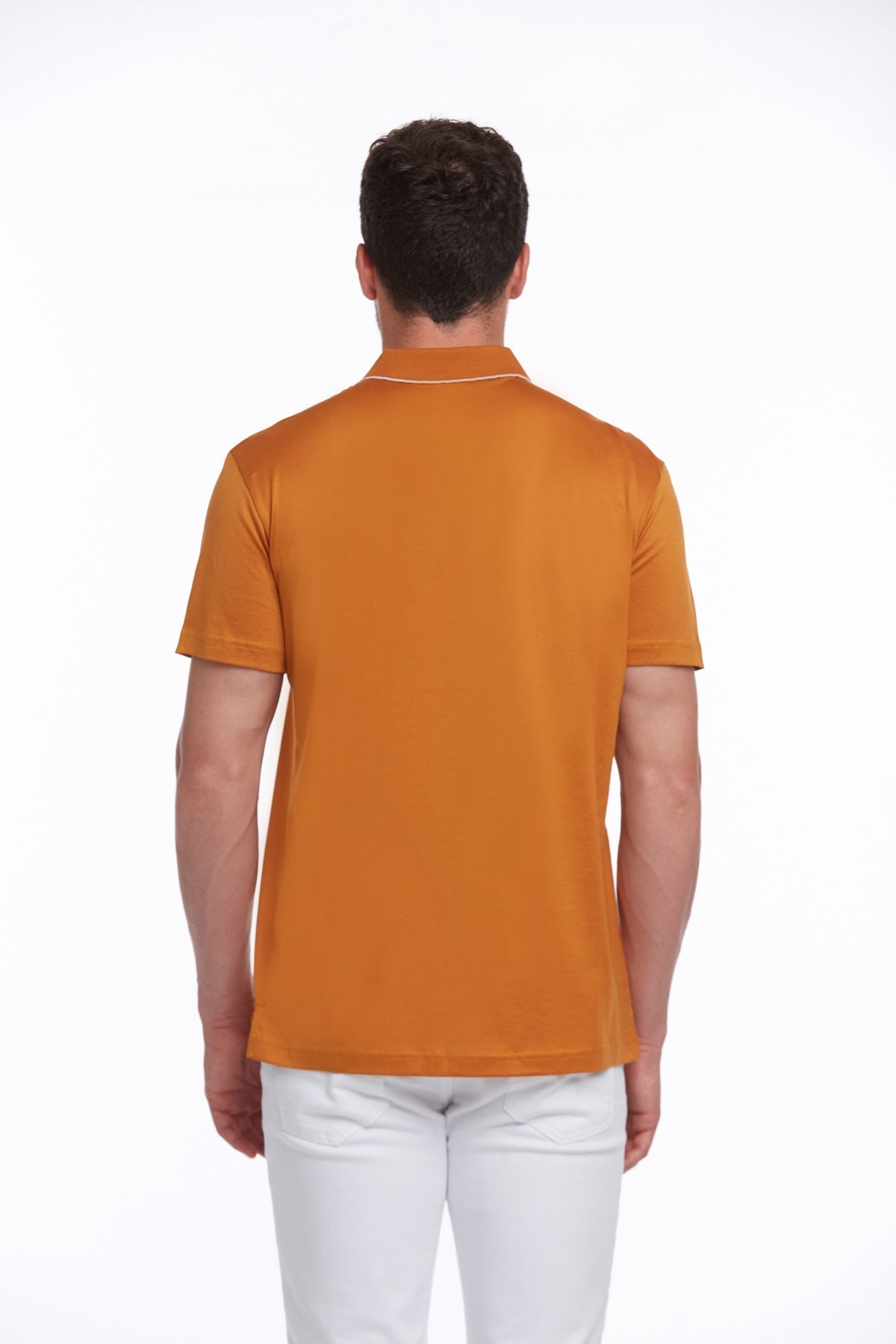 Regular Fit Orange Basic Cotton Polo T-Shirt