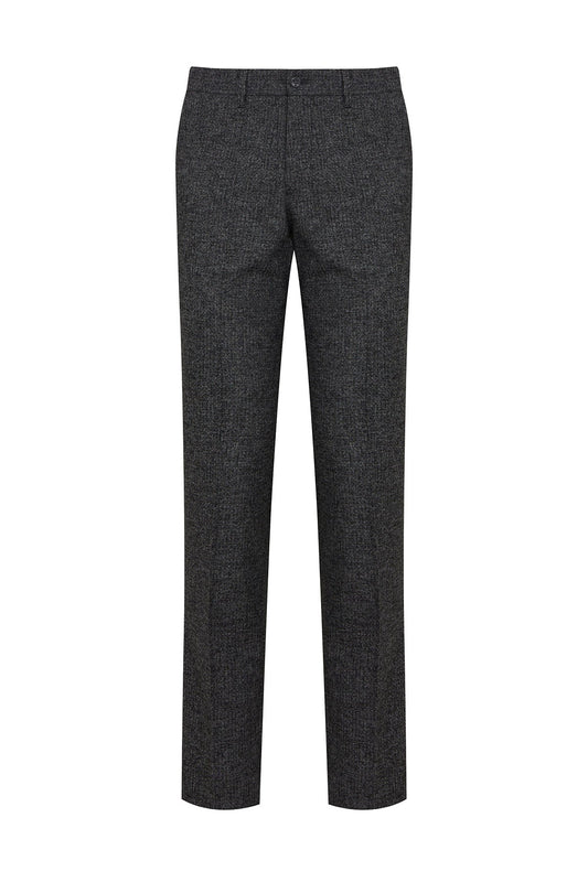 Regular Fit Textured Low Waist Black Dress Pants