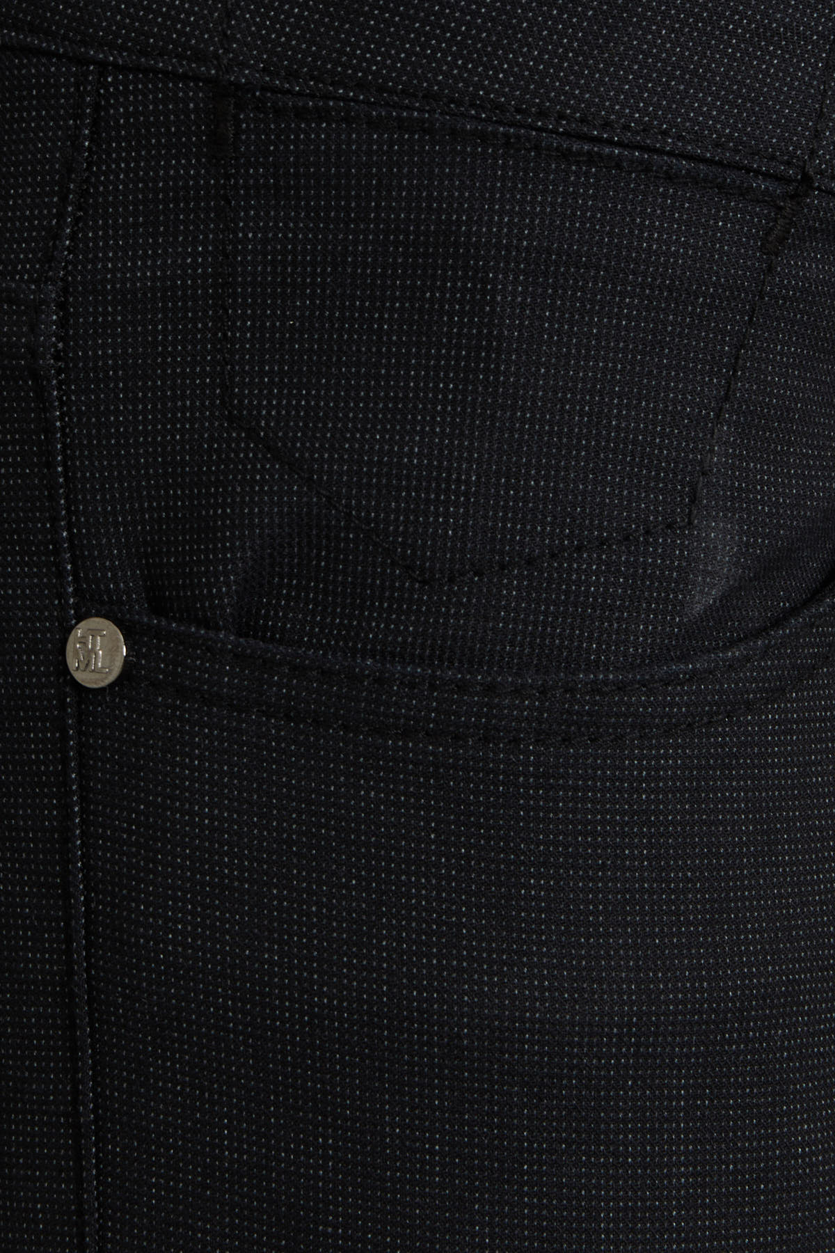 Slim Fit Micro-Dot Low Waist Black Cotton Casual Pants