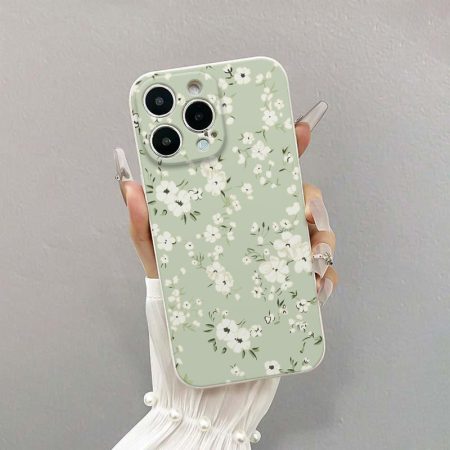 Antique White Flower Color TPU Anti-Fall Full Coverage Precision Protective Case for Apple iPhone7/8/X/Xs/Xr/Xs Max/11/12/13/14/15/16Pro Max