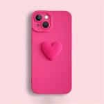 Adorable Soft Phone Case in Bright Pink with a Love Heart Design, Suitable for Iphone Models 11, 12, 13, 14 Pro, And Pro