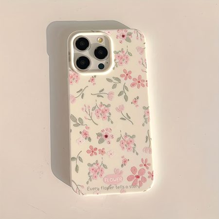 Green Leaf Pink Flower Mobile Phone Case Protects Large Pore Jelly Shell for 16/ 16Plus/ 16Pro/ 16ProMax/ 15/ 15Plus/ 15ProMax/ 14/ 14Plus/ 14Pro/ 14ProMax, 13/ 13Pro/ 13ProMax, 12/ 12Pro/ 12ProMax, 11/ 11Pro Max