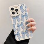 A Fashionable And Unique Blue Bow Design Shockproof Case, a Chic And Durable TPU Phone Cover, Compatible with Iphone Models 11 to 16 Pro Plus And Pro